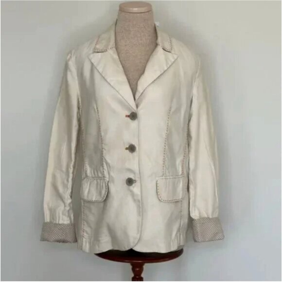 Sundance Cream Colored Linen Blend Blazer Size Medium - Picture 2 of 9
